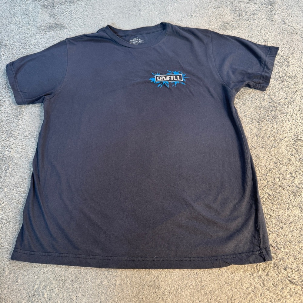 O'Neill Mens Standard Fit Graphic T Shirt Large Navy Blue Floral Logo Cotton